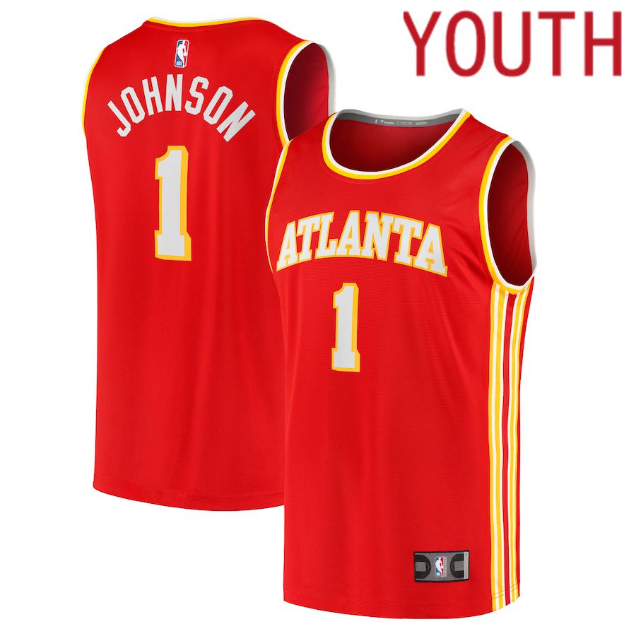 Youth Atlanta Hawks #1 Jalen Johnson Fanatics Branded Red Icon Edition 2021-22 Fast Break Replica NBA Jersey